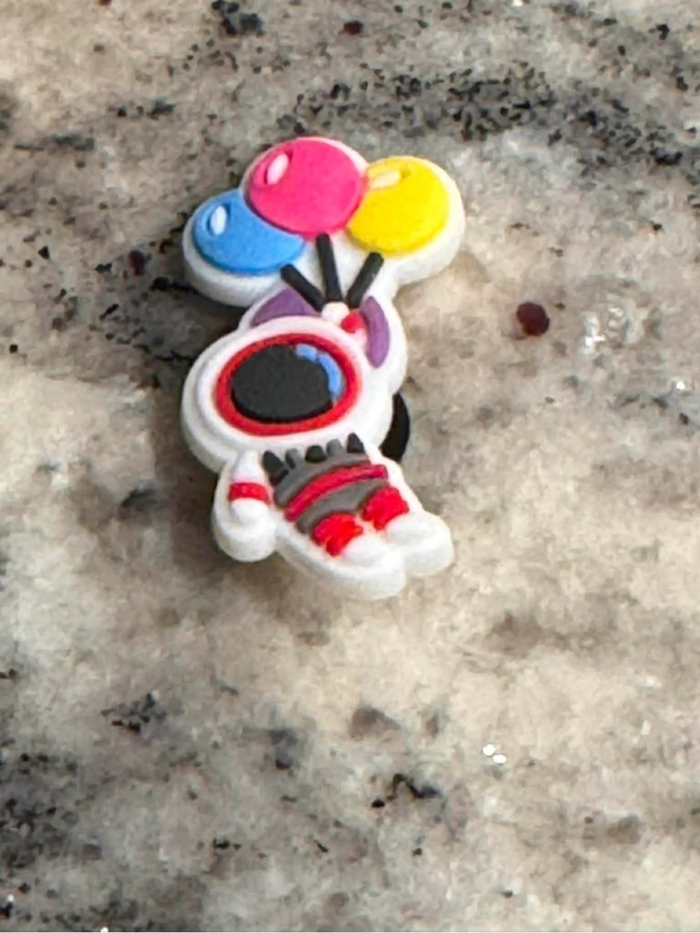 CROCS White Astronaut Jibbitz Charm with Pink, Blue, Yellow Balloons